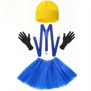 Set accessoires Halloween adulte – jupe tulle, chapeau, gants et bretelles cosplay