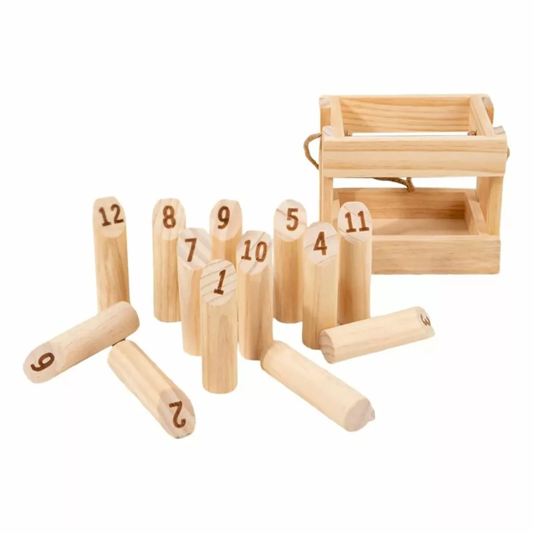 Jeux de quilles en bois – Jeu traditionnel en extérieur pour enfants – Bois naturel durable et ludique