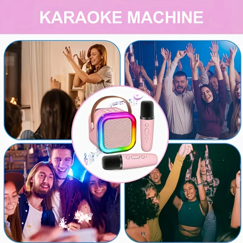 Karaoké portable avec 2 micros filaires – mini système audio tout-en-un – Image 7
