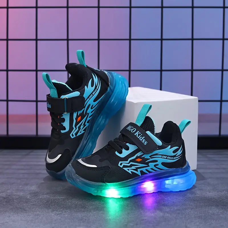 Baskets enfant LED motif dinosaure – chaussures sport lumineuses garçon fille – Image 4