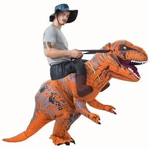 Déguisement dinosaure gonflable adulte – polyester avec soufflerie USB ou piles