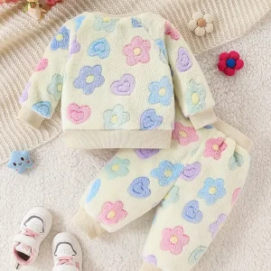 Ensemble layette naissance bébé fille – motif floral en polyester doux