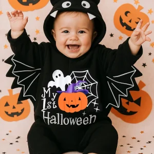 Combinaison Halloween garçon en molleton doux – déguisement à manches longues