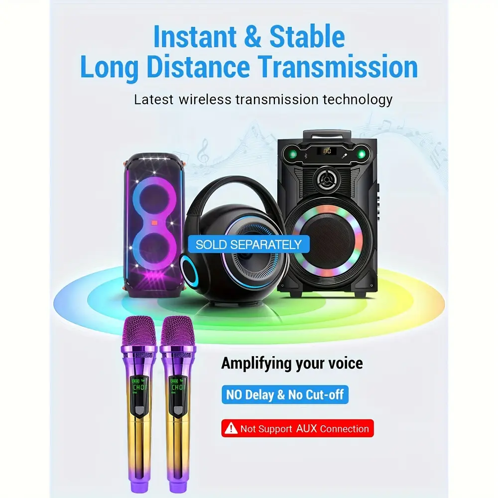 Microphones sans fil avec base rechargeable – duo dynamique compatible 3,5 mm & 6,35 mm – Image 7