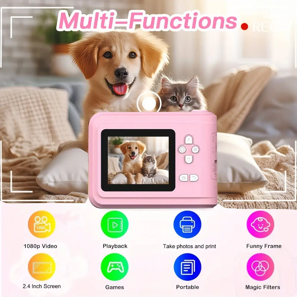 Appareil photo instantané enfant numérique – double objectif, carte SD incluse – Image 7