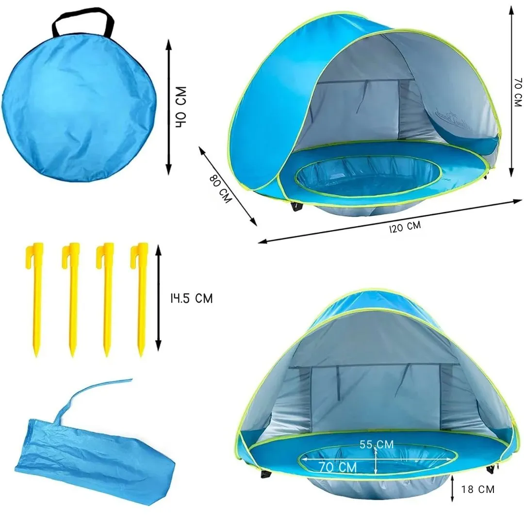 Tente de plage pour bébé – Protection UV 50+, anti-vent et moustiques – Idéale pour sorties en famille – Image 6
