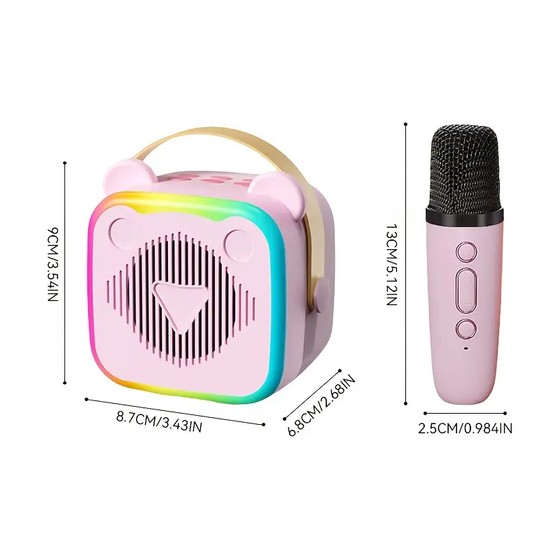 Karaoké sans fil avec 2 micros – enceinte rechargeable et lumières LED multicolores – Image 5