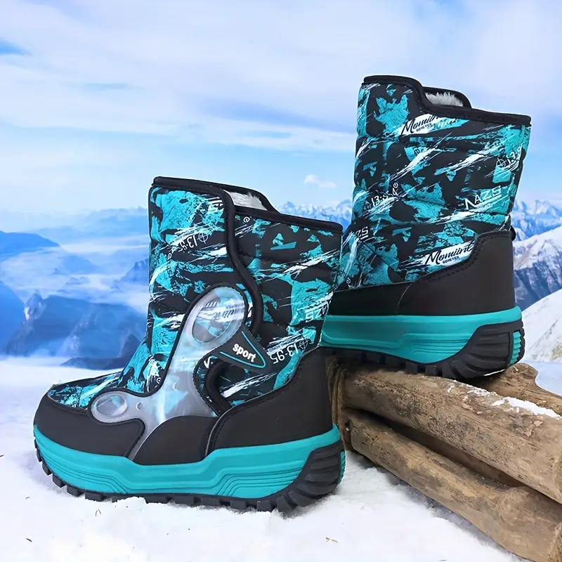 Bottes de neige enfant imperméables à motifs – doublées chaud pour l’hiver – Image 9