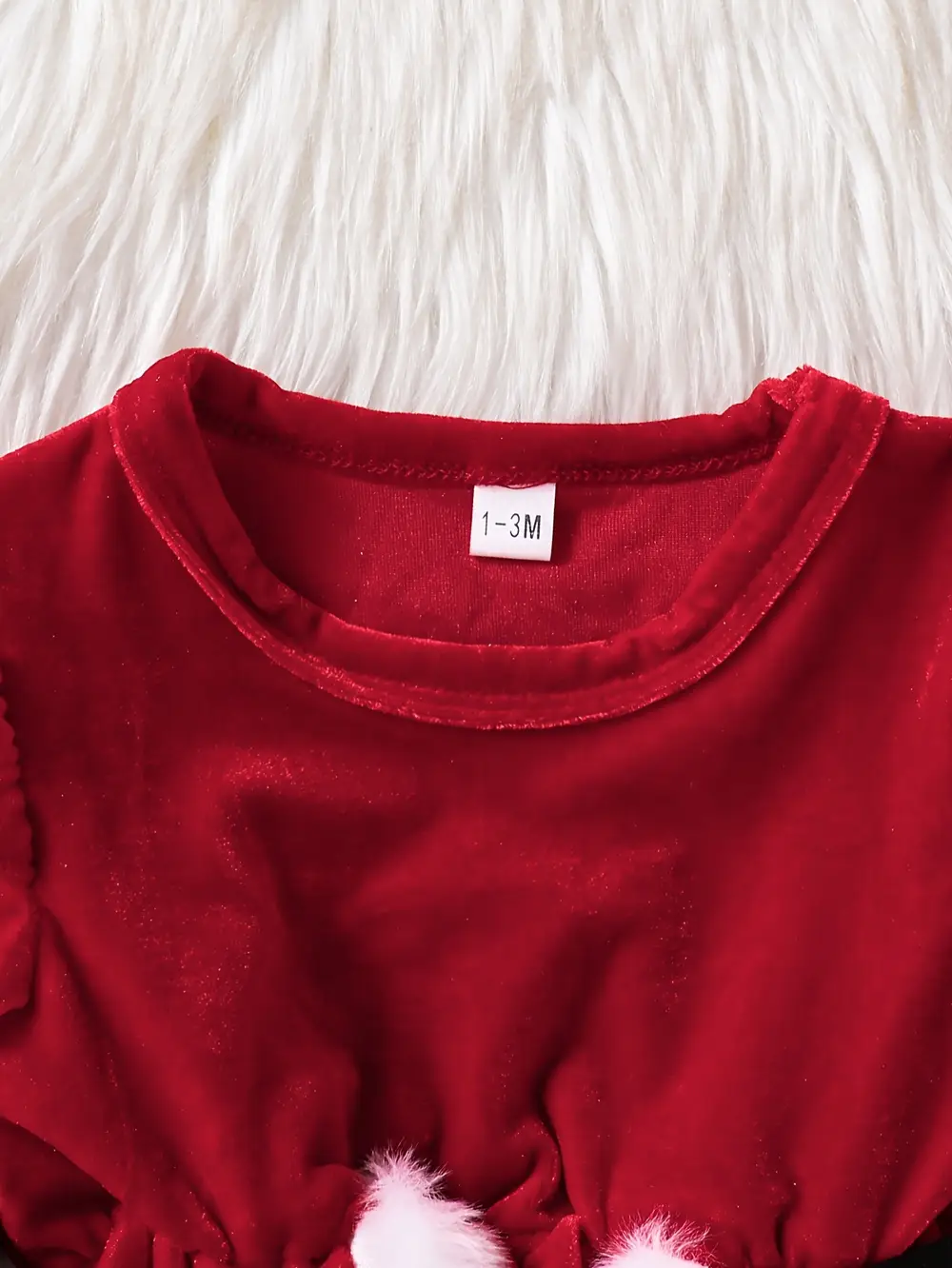 Robe bébé Noël en peluche chaude avec manches longues et bonnet assorti – Image 4