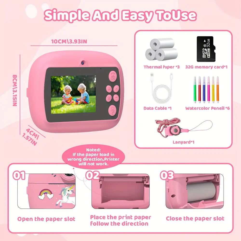 Appareil photo instantané enfant 1080P – double objectif, impression HD – Image 7