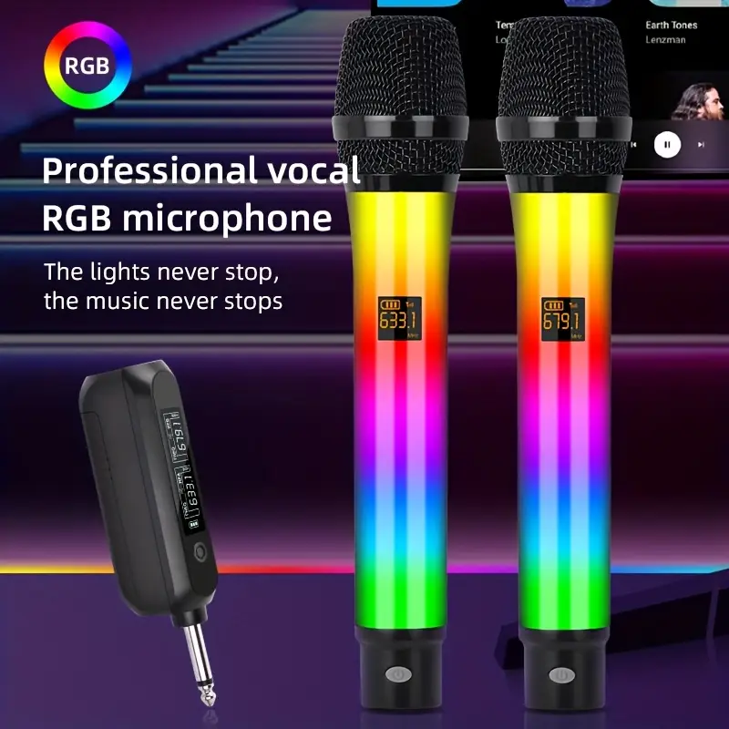 Microphone sans fil rétro à LED – changement de couleur et haut-parleur intégré – Image 6