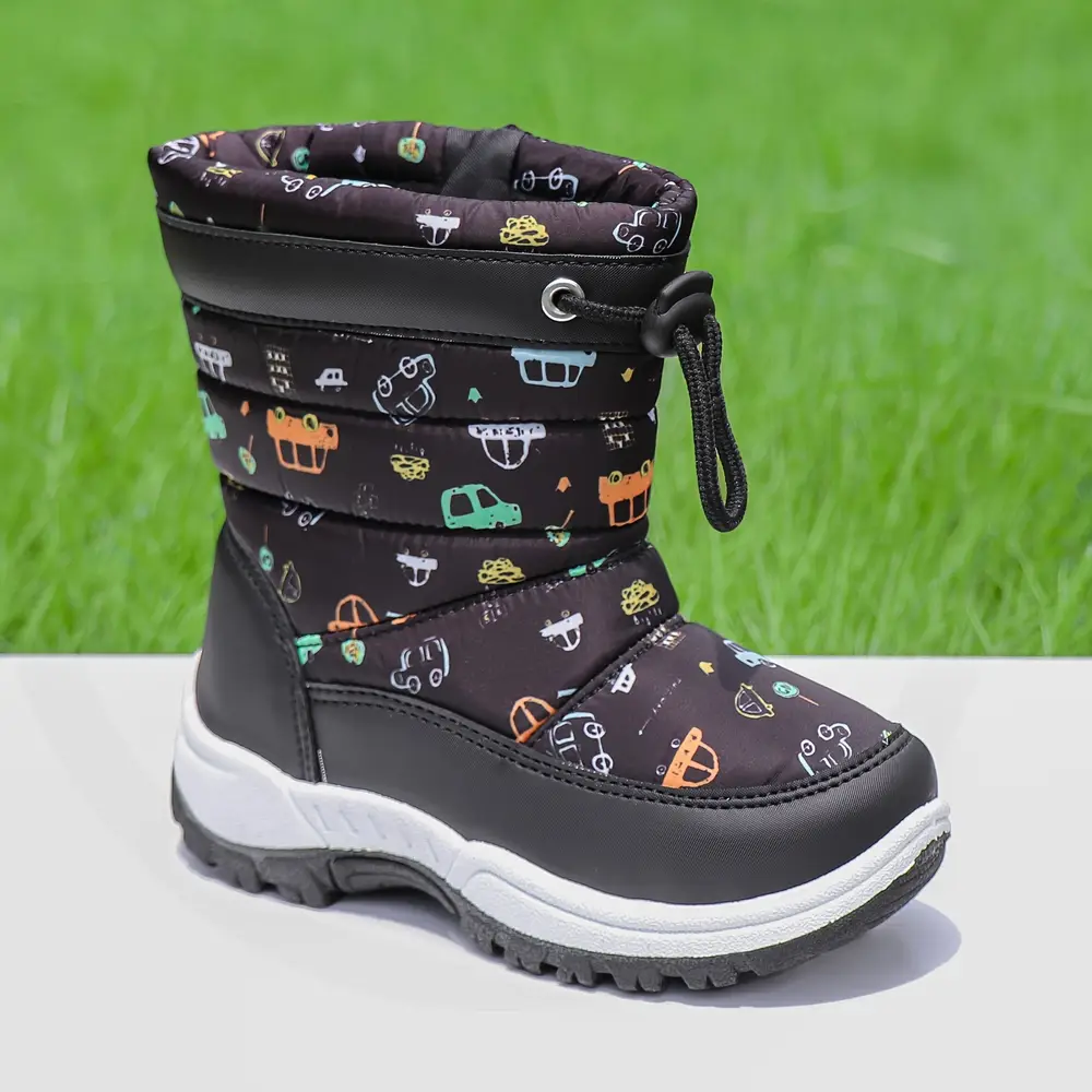 Bottes de neige enfant imperméables avec motif fleurs et dessins animés chaleureux – Image 3