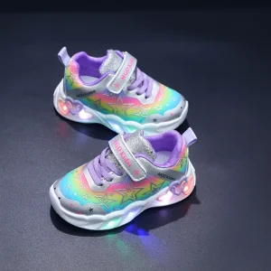 Baskets fille motifs étoile et cœur – Chaussures sport confort rose