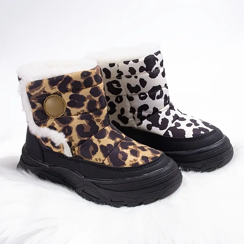 Bottes de neige fille en peluche chaude – motif léopard dessin animé hiver – Image 5