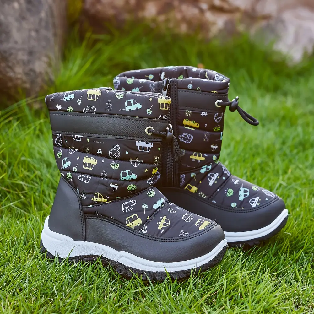 Bottes de neige enfant imperméables avec motif fleurs et dessins animés chaleureux – Image 8