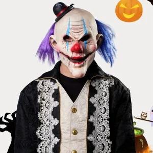 Masque clown effrayant en latex réaliste – sourire diabolique pour Halloween