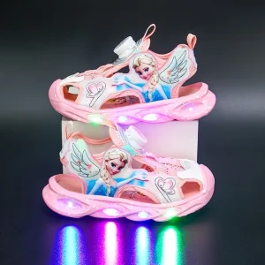 Sandales fille lumineuses style princesse – design ange scintillant à boucle