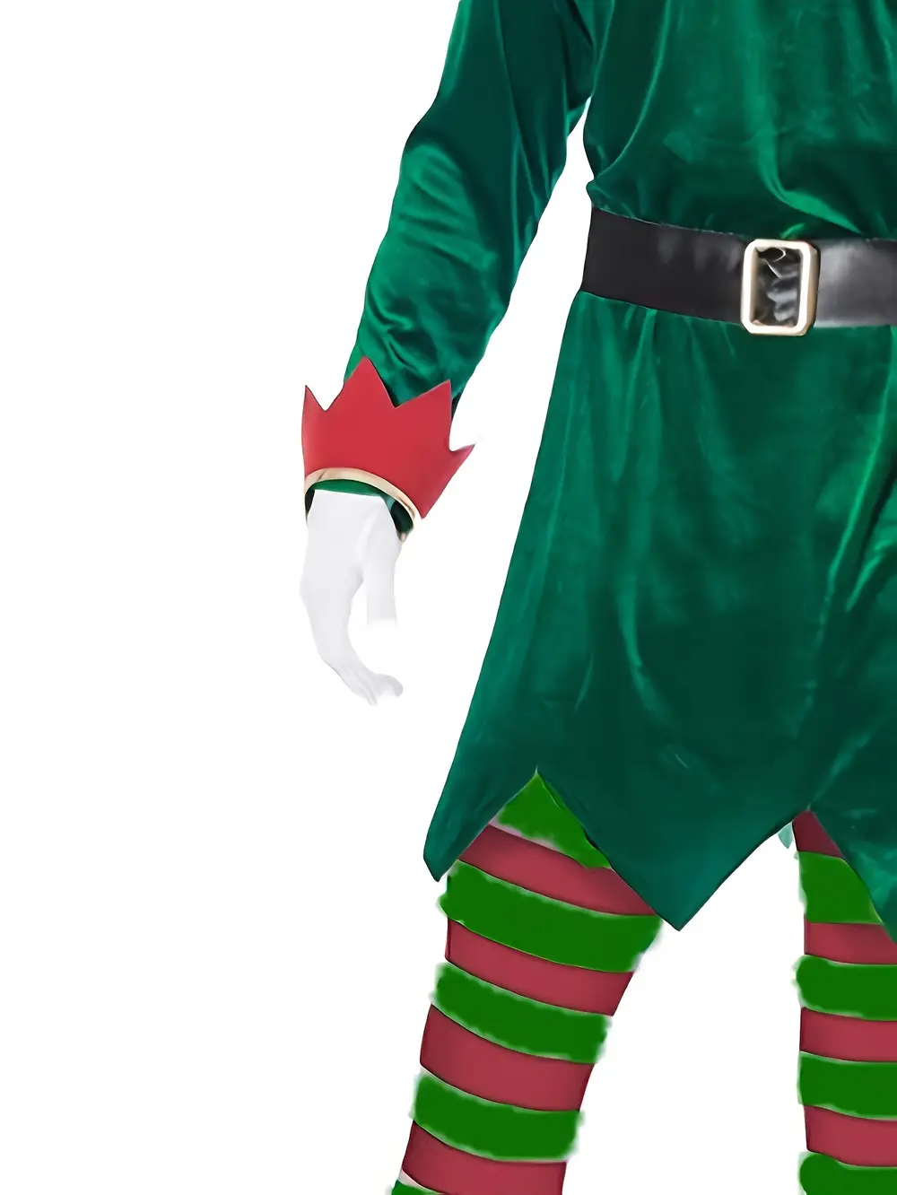 Costume de lutin de Noël en polyester avec ceinture – tenue festive roleplay – Image 5