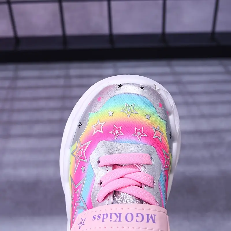 Baskets fille motifs étoile et cœur – Chaussures sport confort rose – Image 9