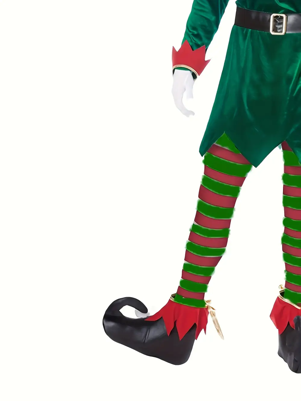 Costume de lutin de Noël en polyester avec ceinture – tenue festive roleplay – Image 4