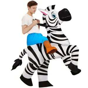 Costume gonflable adulte zèbre à rayures – déguisement humoristique réaliste