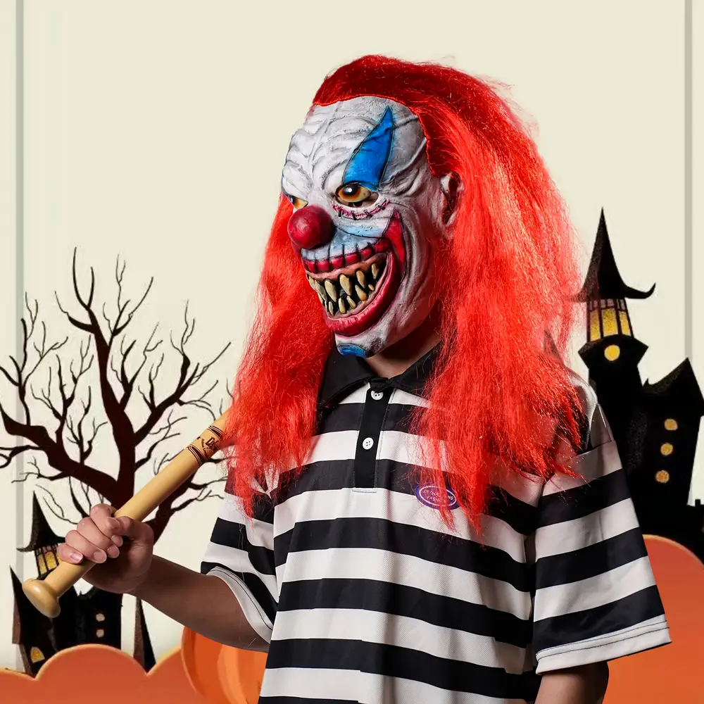 Masque de clown effrayant en latex réaliste – accessoire Halloween terrifiant – Image 2