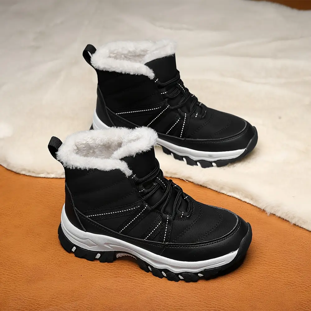 Bottes de neige enfant mi-hautes à lacets – doublure polaire chaude antidérapante – Image 3