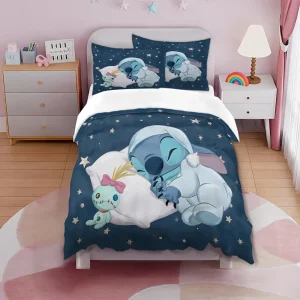 Parure de lit 3 pièces Lilo & Stitch – motif dessin animé doux et amusant