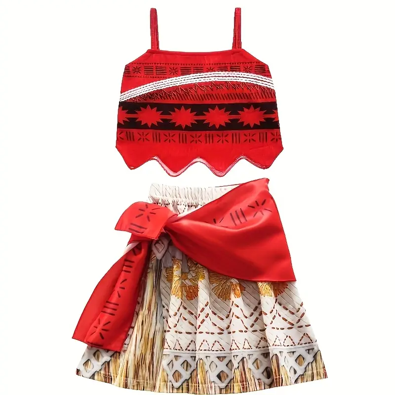 Costume fille style princesse Océan – tenue Moana avec jupe à volants – Image 2
