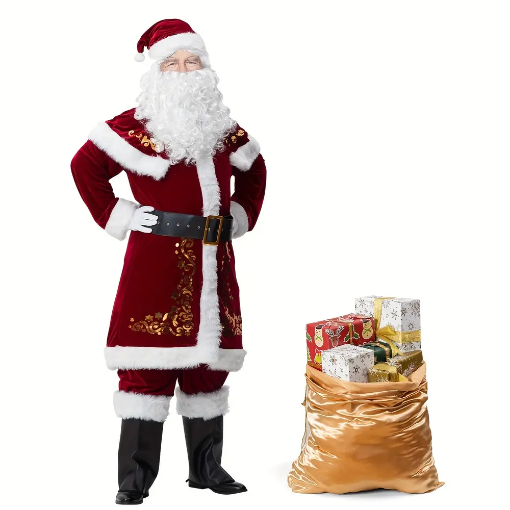 Costume Père Noël velours luxe adulte – ensemble complet 12 pièces – Image 3