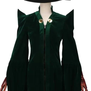 Costume sorcière directrice longue cape verte style McGonagall pour cosplay