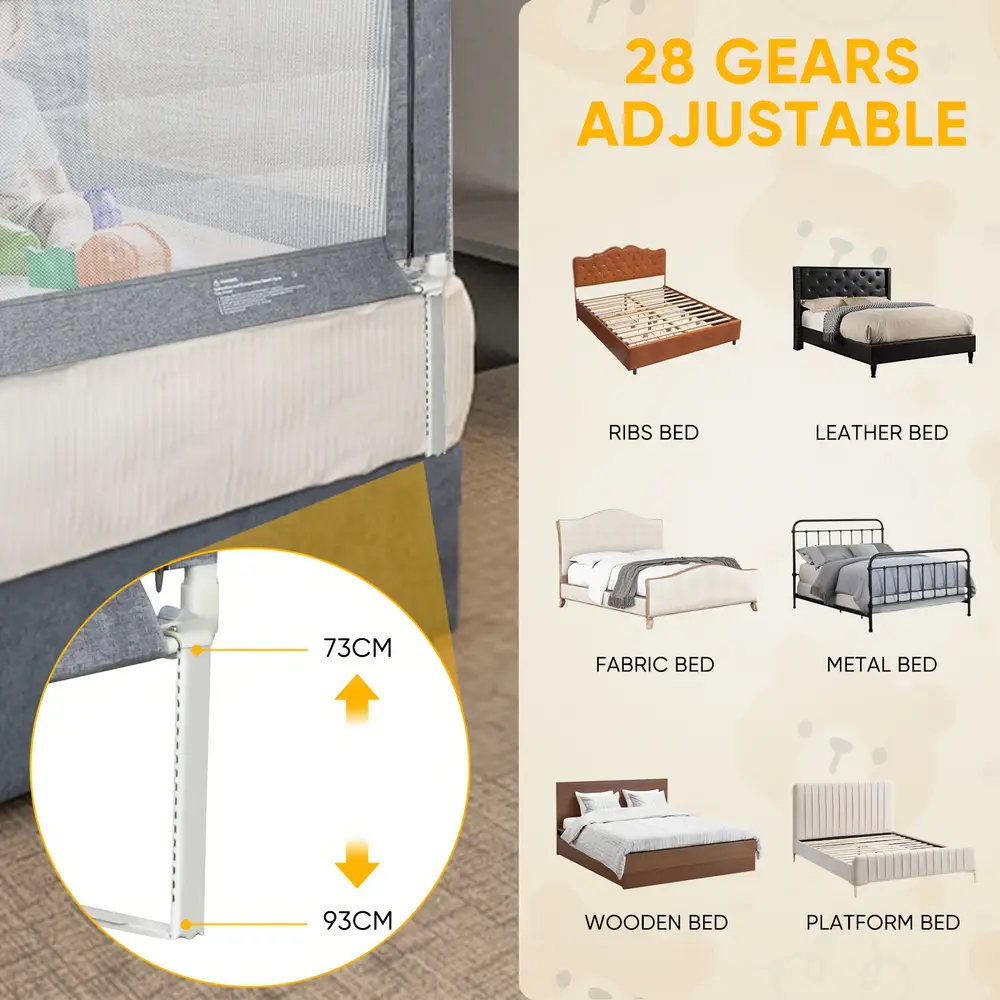 Barrière de lit bébé à levage vertical – sécurité anti-chute portable – Image 5