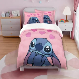 Parure de lit 3 pièces Lilo et Stitch – motif dessin animé doux et ludique