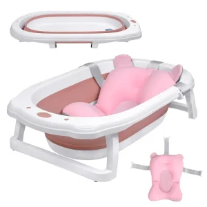 Baignoire bébé pliante avec tapis amovible – design ergonomique et compact