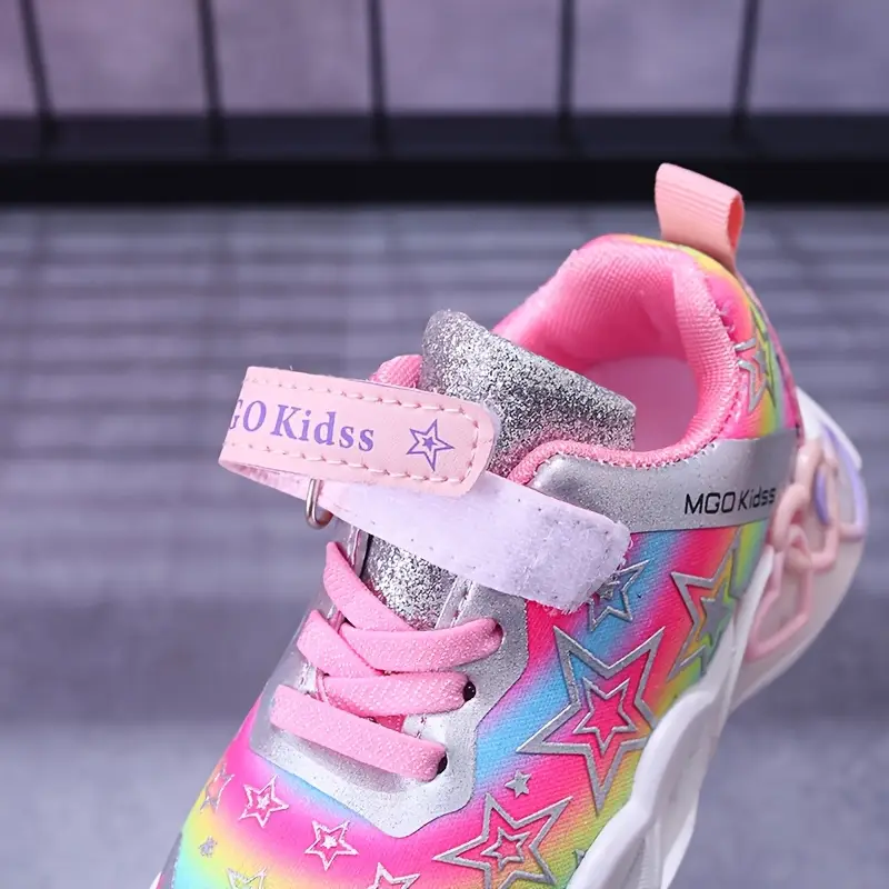 Baskets fille motifs étoile et cœur – Chaussures sport confort rose – Image 8