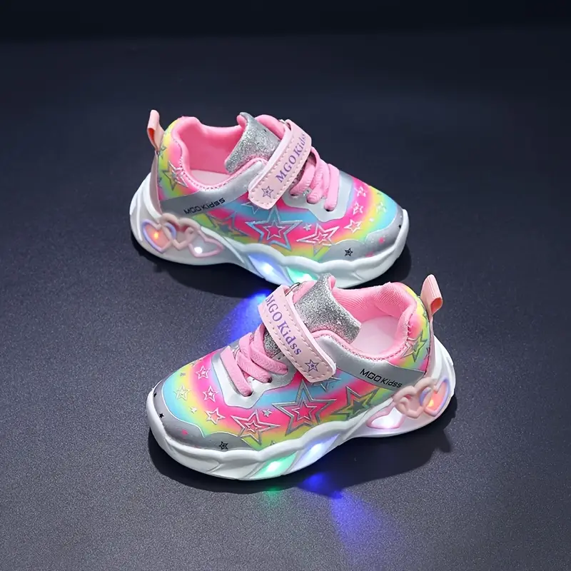 Baskets fille motifs étoile et cœur – Chaussures sport confort rose – Image 6