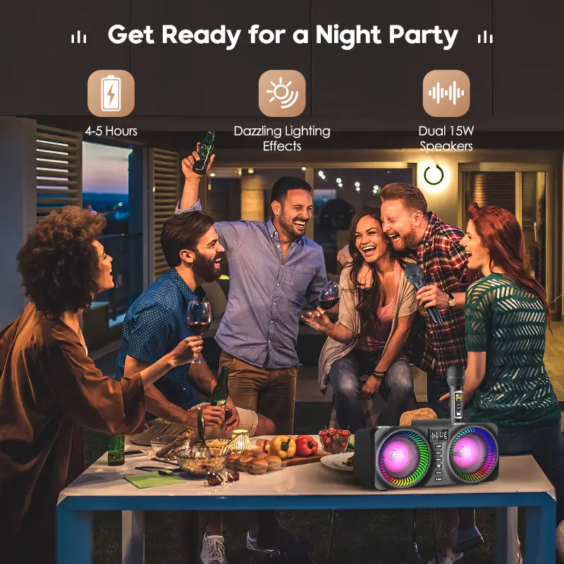 Karaoké portable tout-en-un avec micro sans fil – enceinte Bluetooth intégrée – Image 5