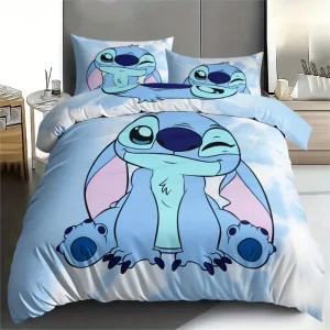 Parure de lit Stitch 3 pièces en microfibre douce – housse de couette et taies