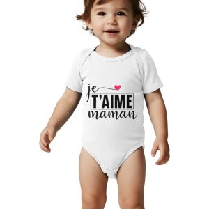 Body bébé Je t&rsquo;Aime Maman classique à manches courtes