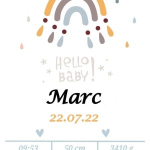 Affiche de naissance arc-en-ciel