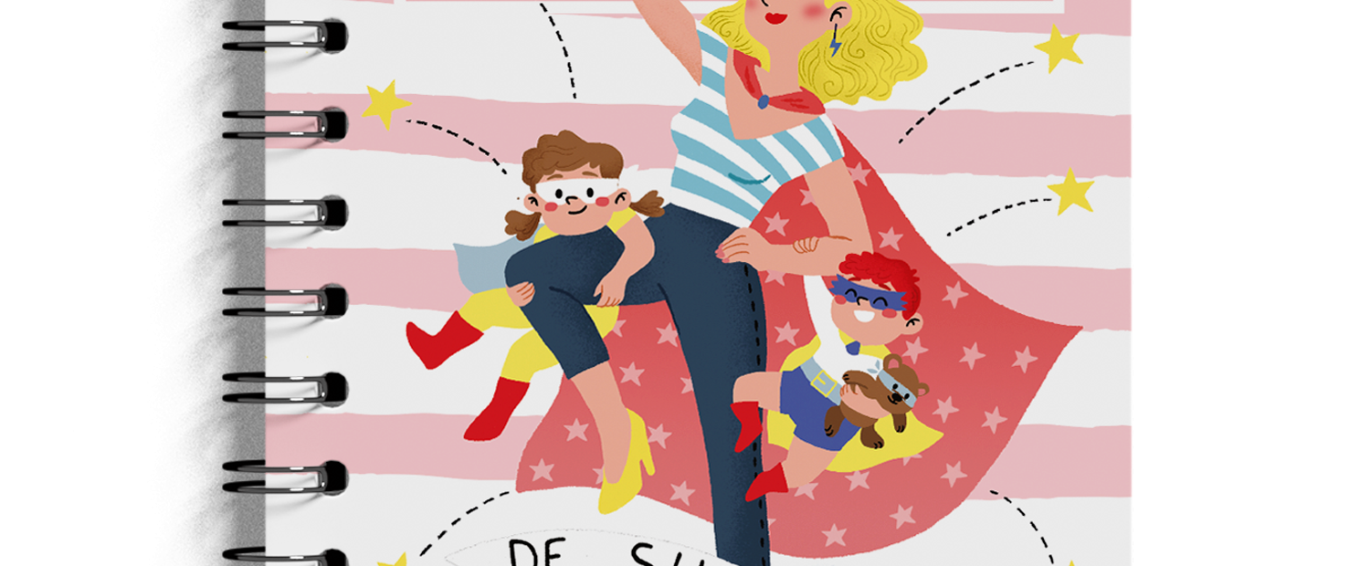Agenda Nounou rayé rose – 6 enfants