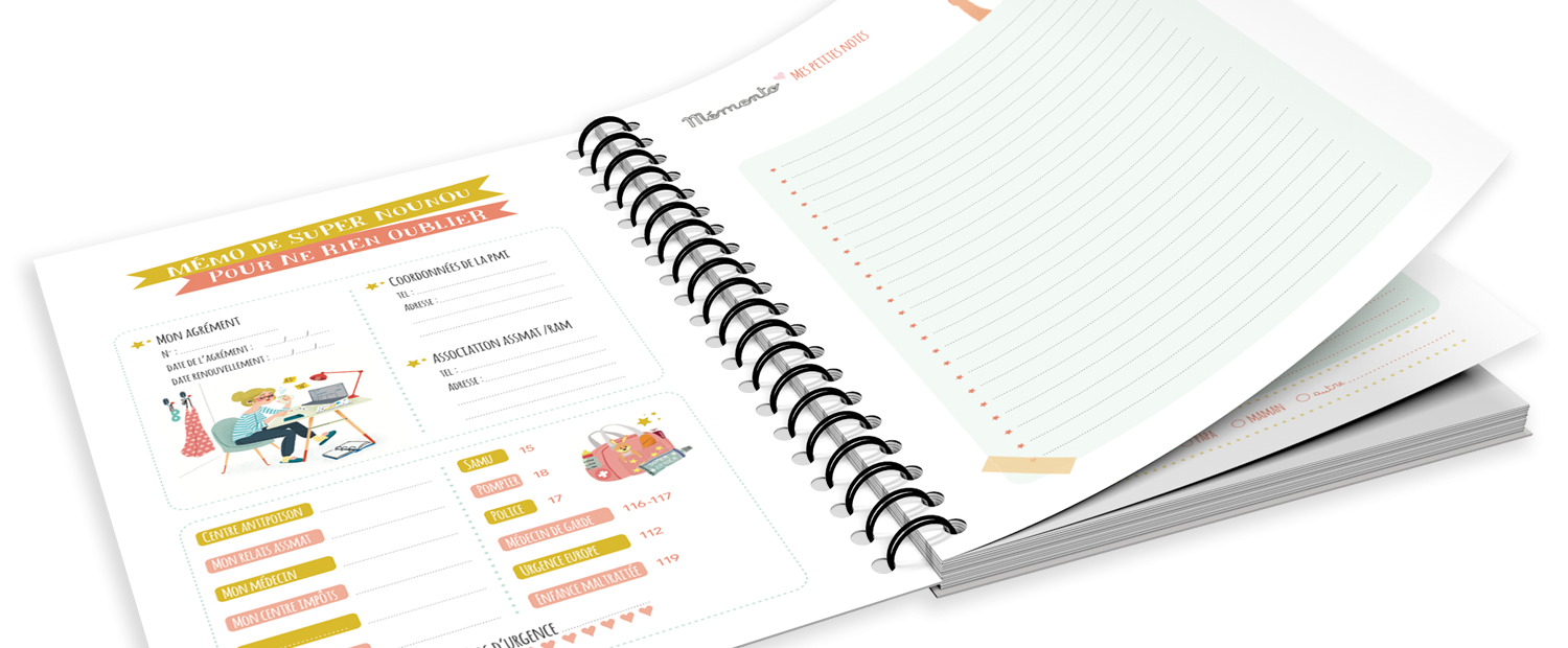 Agenda Nounou rayé rose – 6 enfants – Image 7