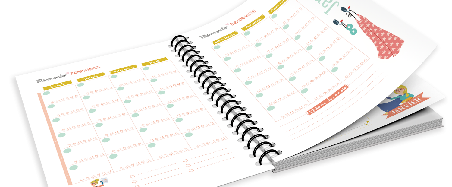 Agenda Nounou rayé rose – 6 enfants – Image 3