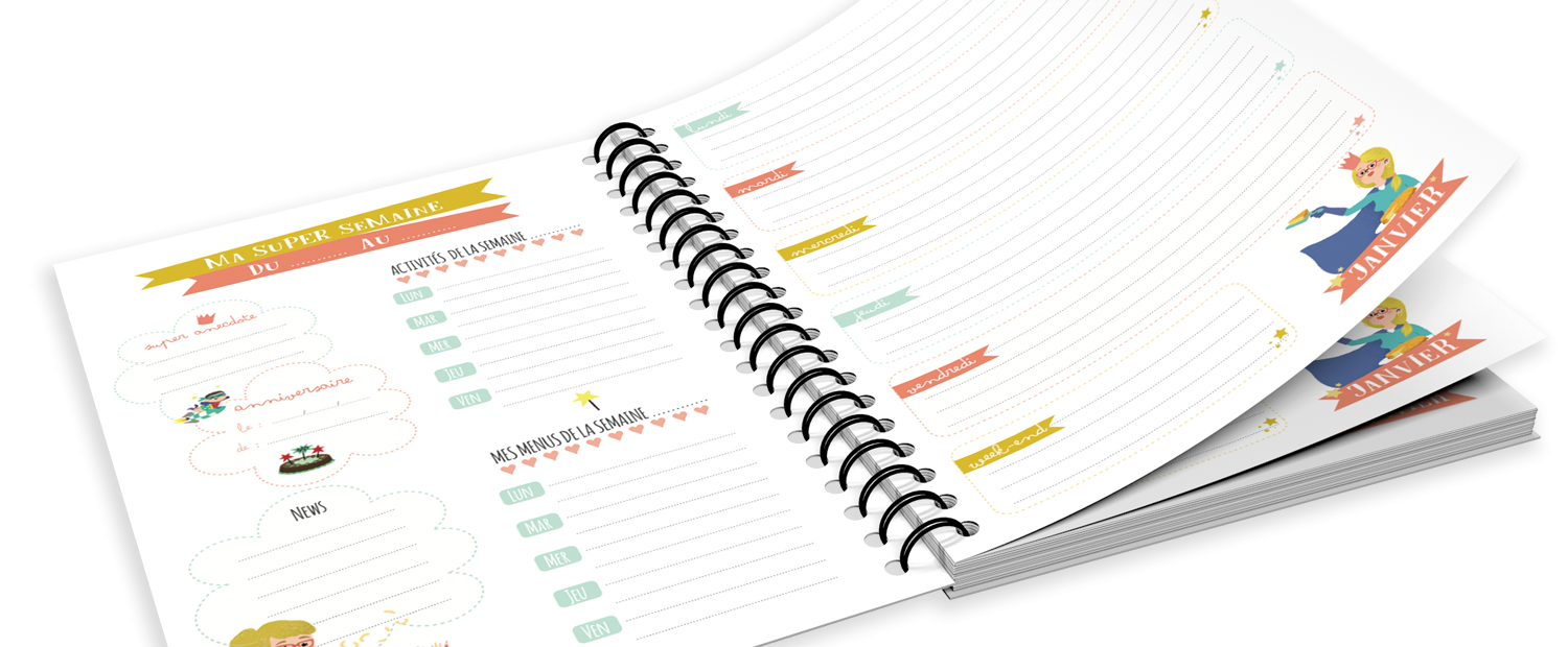 Agenda Nounou rayé rose – 6 enfants – Image 4