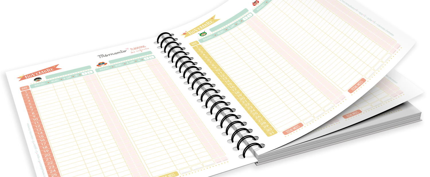 Agenda Nounou rayé rose – 6 enfants – Image 5