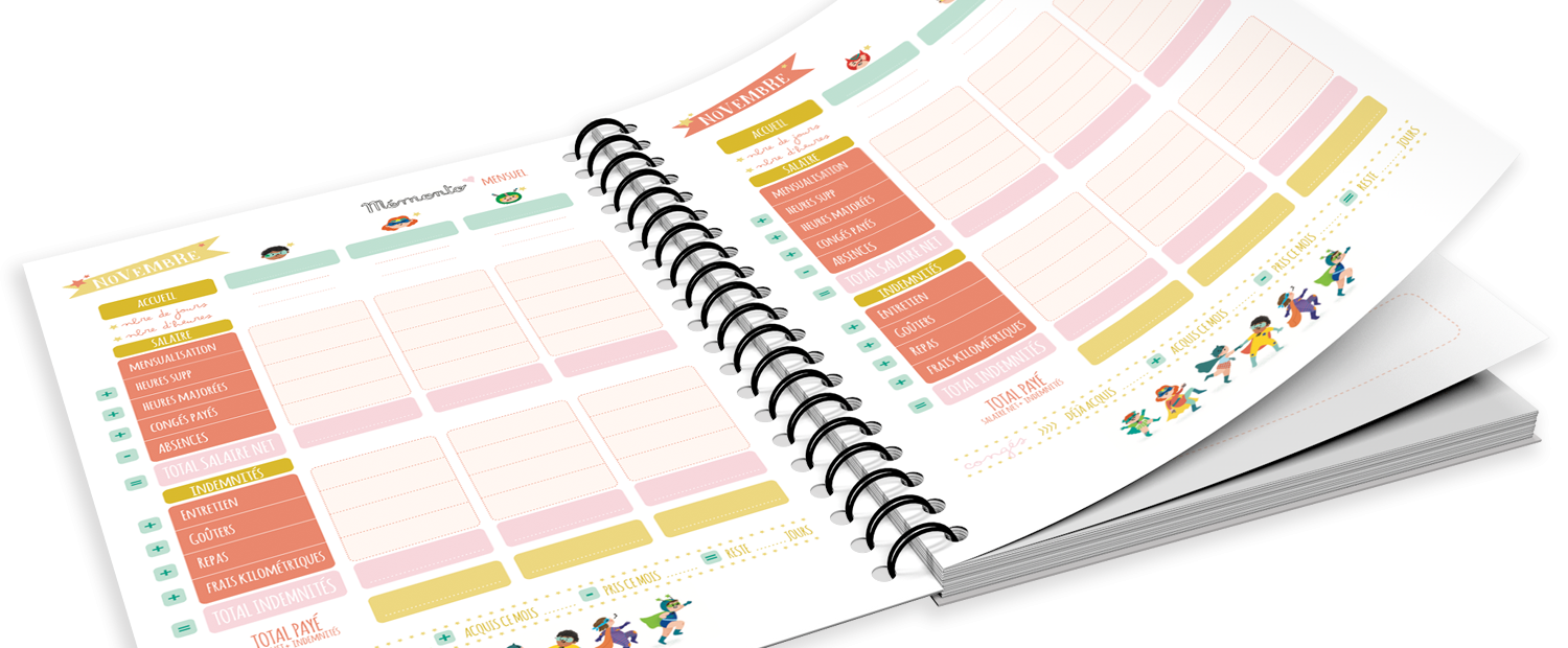 Agenda Nounou rayé rose – 6 enfants – Image 6