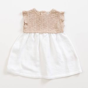Robe bicolore bébé – Beige et blanc