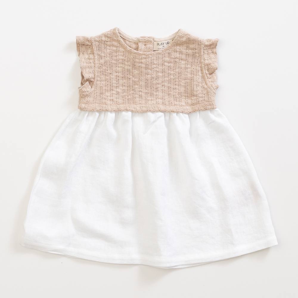 Robe bicolore bébé – Beige et blanc