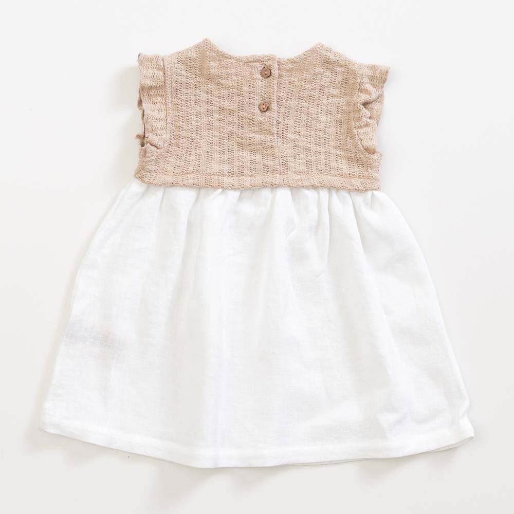 Robe bicolore bébé – Beige et blanc – Image 2