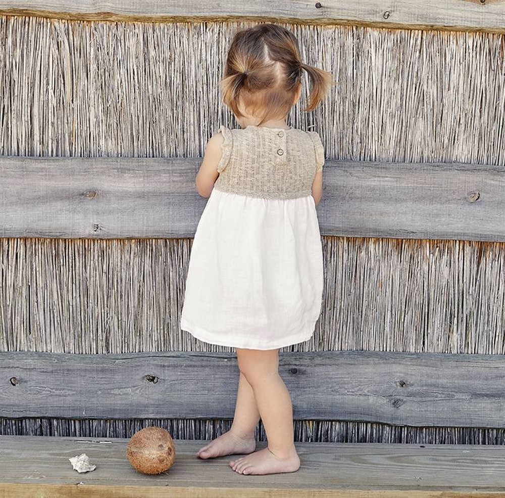 Robe bicolore bébé – Beige et blanc – Image 4